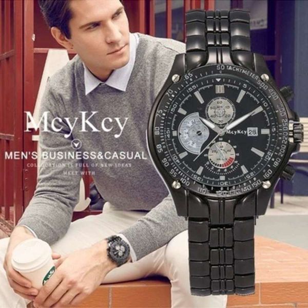 

steel calendar alloy fashion band multi-functional business men's high-end steel band quartz watch, Slivery;brown