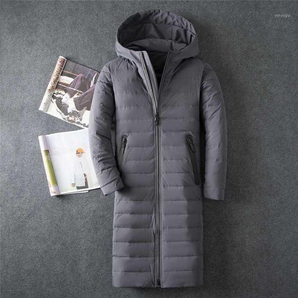 

2019 white duck down jacket men's winter coat hooded x-long down parka brand clothing russian winter jackets1, Black