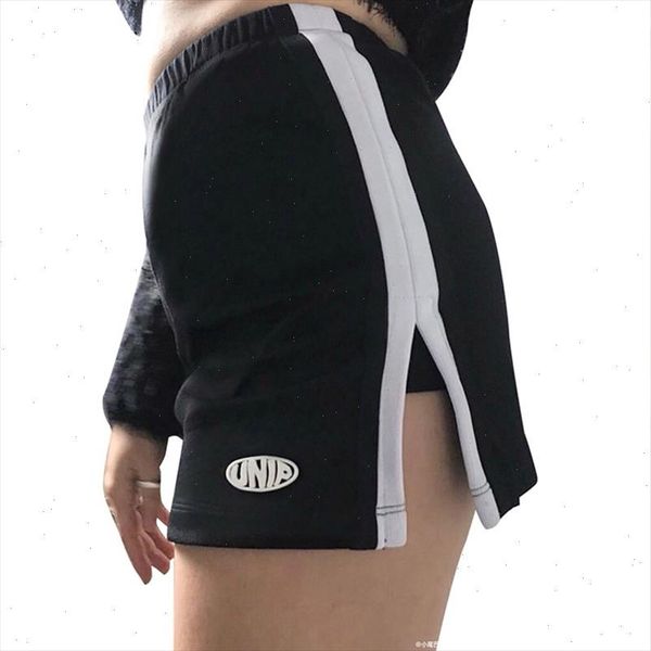 

summer high waist skirt shorts women split striped cycling running shorts femme biker mujer pantalones clothing size, White;black