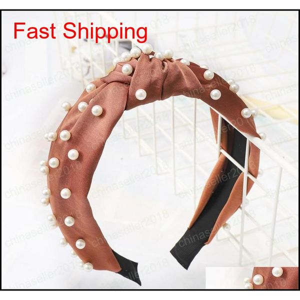 

fashion knot turban headband elastic hairband pearl hair accessories girls no slip stay knotted head ban jllmwe bdesybag, Silver