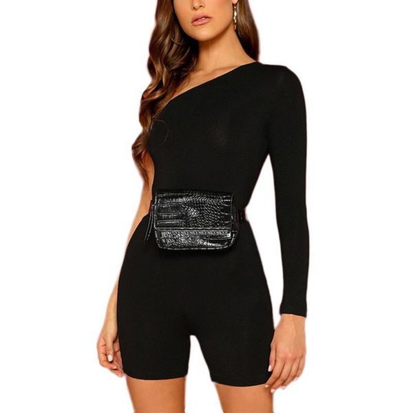 

bodysuits one shoulder long sleeve skinny rompers skinny playsuits body suits for womens clothing jumpsuits clothes dropshipping, Black;white