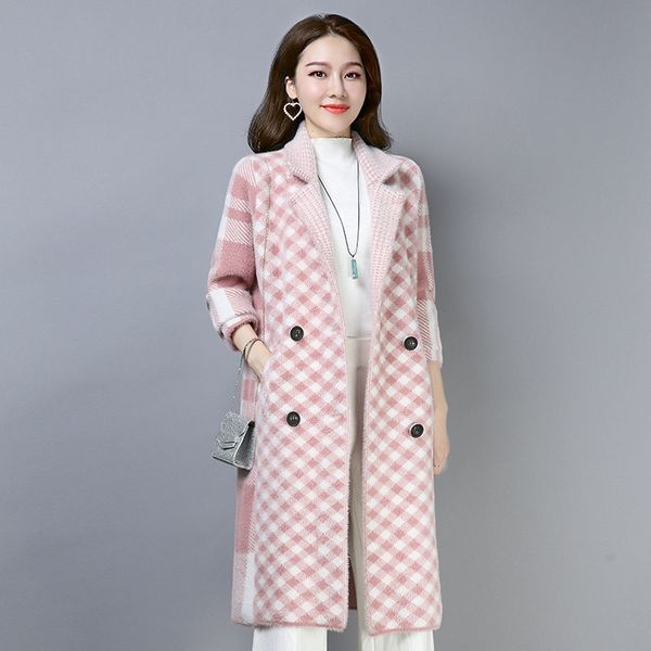 

autumn and winter coat female imitation mink velvet overcoat casual cardigan women's woolen coatx1020, Black