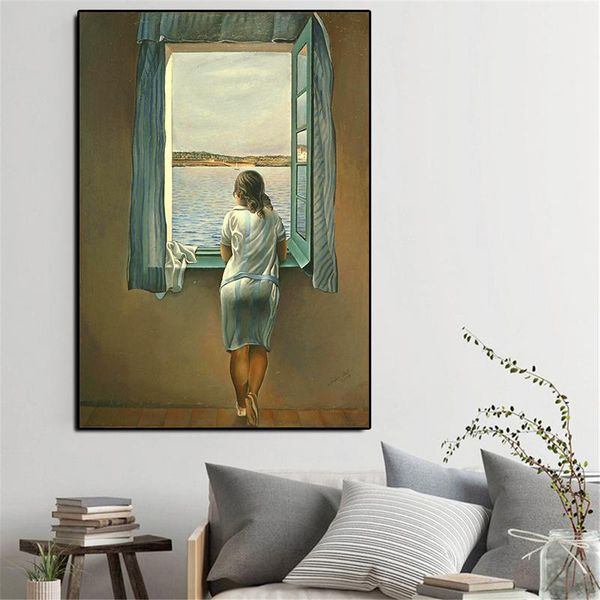 

paintings salvador dali canvas famous painting figure at a window art print posters wall pictures for living room home decoration