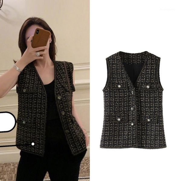 

new pepper with small pockets and style lines woolen cloth ma3 jia3 g0854 female with a waistcoat vest coat1, Black;white