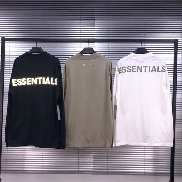 

2021 new reflective fog t shirt men women 1:1 long sleeve essentials t-shirt tees z5br, White;black