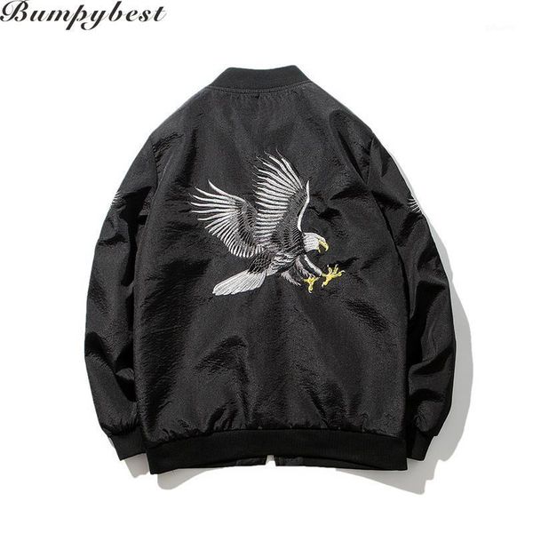 

2021 new chinese style embroidery eagle jacket china coats us size xs-xxl1, Black;brown
