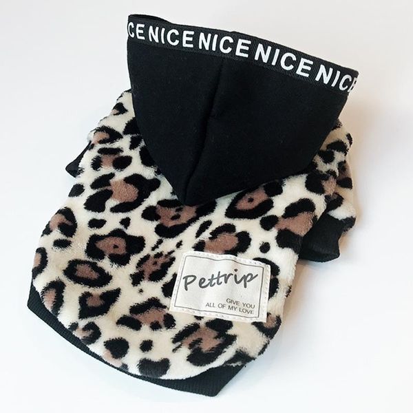 

dog apparel warm coats with caps leopard printing two feet pet jackets for autumn and winter 2021 clothes dog1