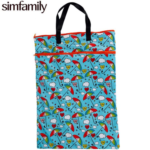 

simfamily]1pc reusable large hanging cloth diaper wet dry bag double pocket cloth handle pail bag for cloth diapers 1016