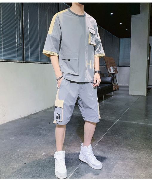 

new women's attire fashions 2021 men's shirt will see casual sports suit with short sleeve male hip hop set of two pieces trqv, White