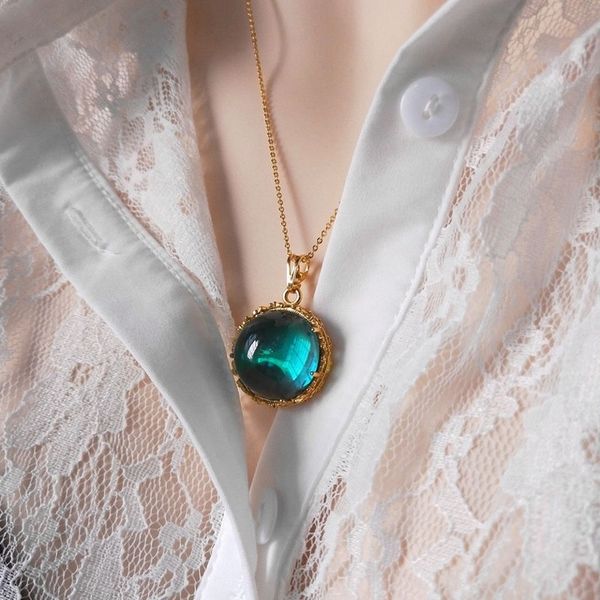 

druna l necklace with titanium steel blue niche design clavicle chain online celebrity, Silver