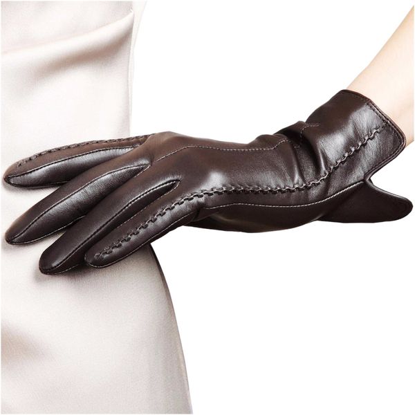 

genuine leather women gloves female autumn winter thicken thermal velvet fashion trend sheepskin gloves l085nc-1 201020, Blue;gray