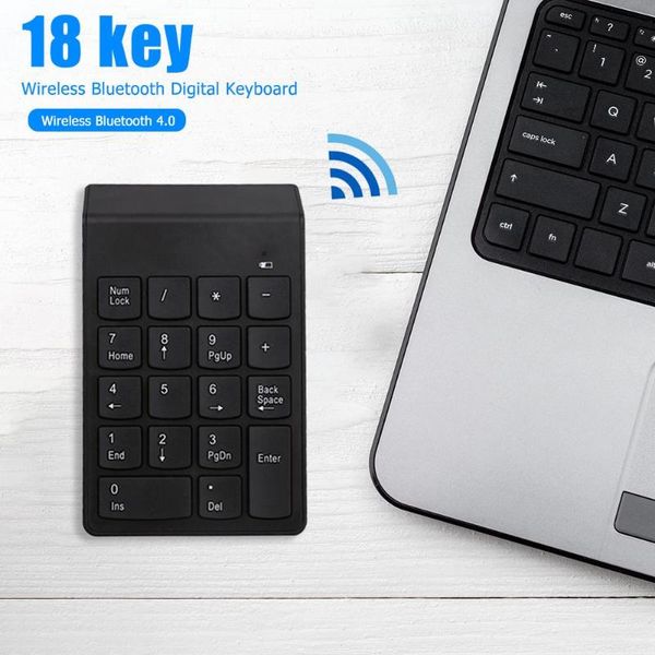 

black keyboard 18 keys mini numpad wireless bluetooth numeric keypad for lapautomatic sleep mode not require power button