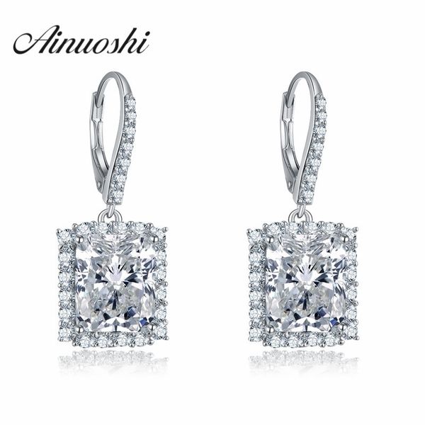 

ainoushi shinnig drop earring 4ct rectangle cut sona simulated earring 925 sterling silver wedding earrings for women engagement y200107