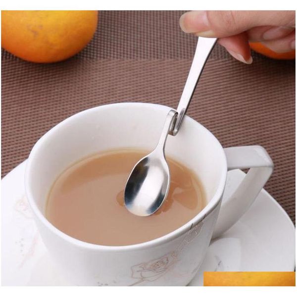 

new style bent spoon creative straight hanging spoon stainless steel dessert coffee stirring spoons coffee & tea t qylome item_home