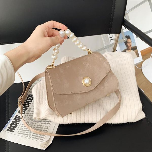 

shoulder bags 2021 winter bag ladies messenger casual female pearl chain handbag retro personality lady