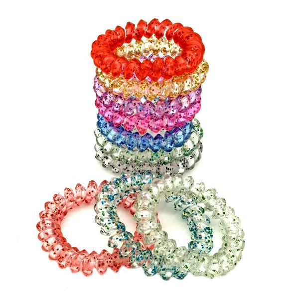 

горячие дробит 5см веревочные упругие hairbands dot телефонная линия волос bands кольца головные уборы аксессуары sqclic homes2007, Silver