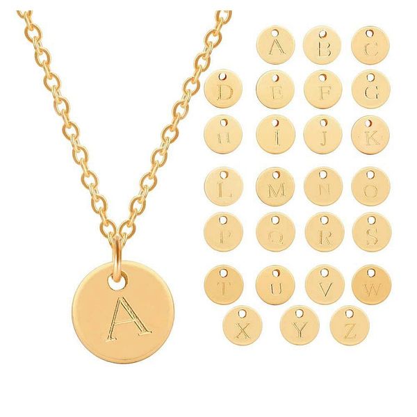 

26 letters initial necklace silver gold color disc necklace alphabet women kolye collier friends family lette sqckpa beauty888