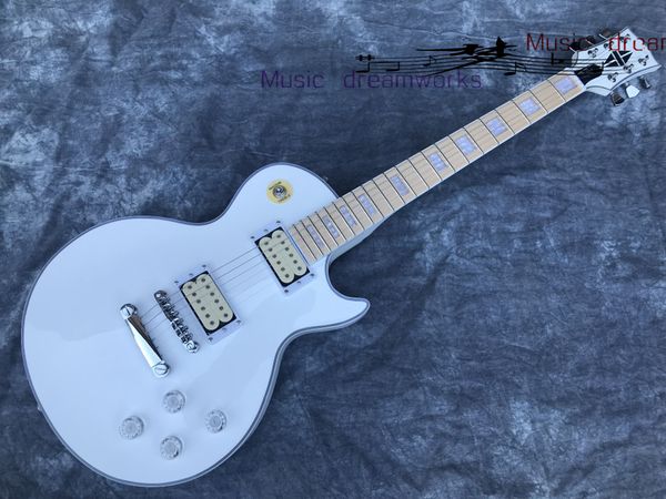

chinese electric guitar white color maple neck mahogany body 6 strings les custom