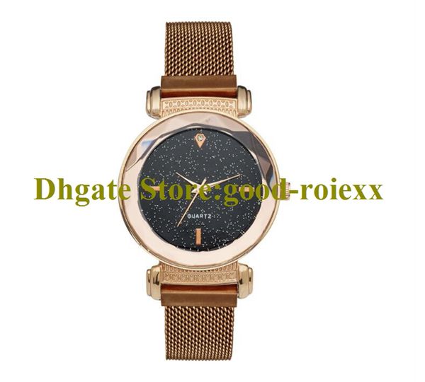 Vendita calda Bling Bling Bling Starry Sky Dial Magnete Tessuto Braccialetto cinturino cinturino orologi da donna Orologi al quarzo Ottimo orologi da polso AA00225