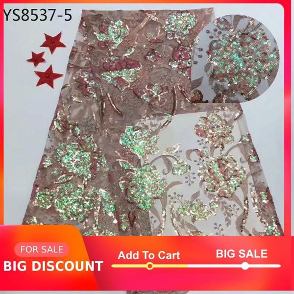

so beautiful wholesale china textile fashion african tulle fabric sequins french lace 5 yards bling bling party dress, Pink;blue