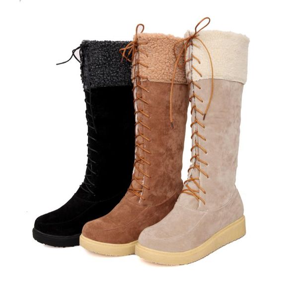 

pqecfs big size 34-43 new fashion women winter flock black color high snow boots 6-9