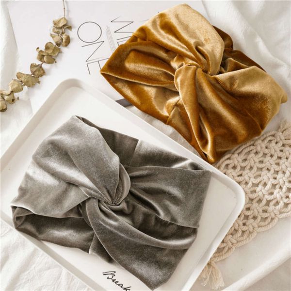 

2021 ladies headdress women velvet cross twist turban headband soft elastic bandana headband hijabs head wrap hair accessories, Silver