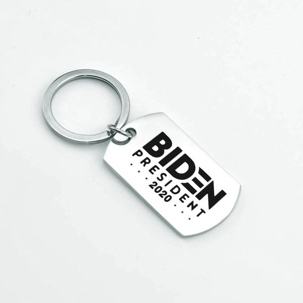

2021 new joe biden keychain america president biden presidential campaign key ring stainless steel keychain pendant key chain ring holder, Silver