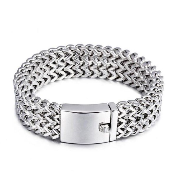

18mm/30mm heavy stainless steel bike link chain bracelets for men hiphop high polished curb mesh bracelets party jewelry 2020, Black