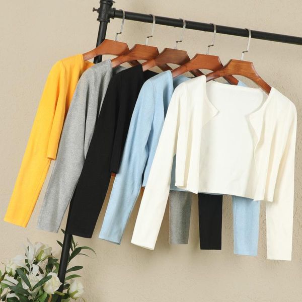 

women's knits & tees long shrugs for women outerwear solid sleeve woman fall autumn winter cardigan v-neck white gray clothes casual 20