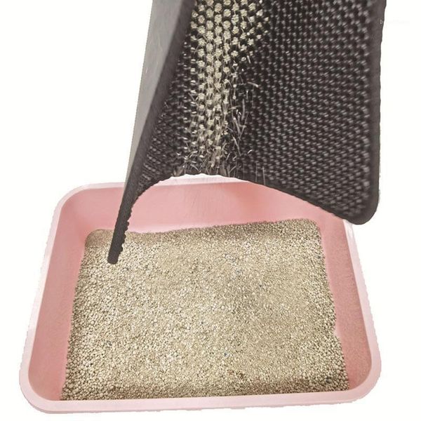 

foldable cat litter mat single layer floor carpet rug washable kitten litter catcher pet snap bed house small large size1
