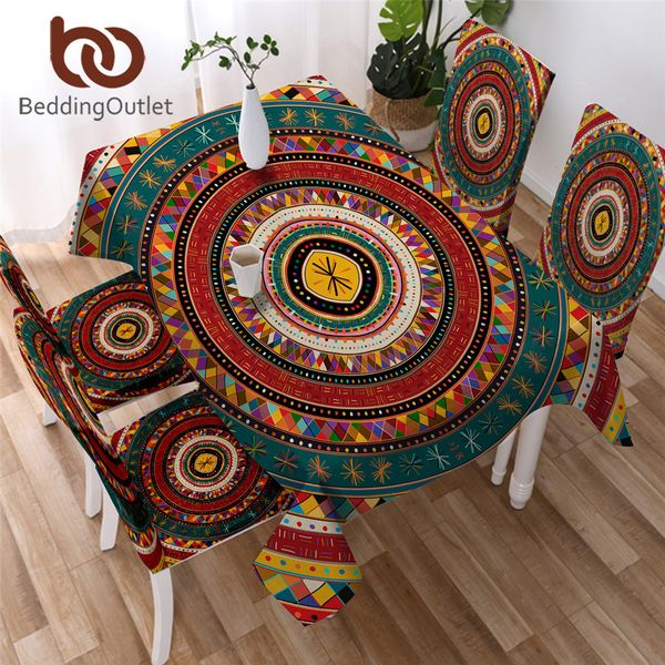 Beddingoutlet Aztec Cozinha Toalha De Mesa África Água Pano De Tabela De Pano Folkloric Tribo Círculos Círculos Mesa De Mesa Vercelão Nappe T200707