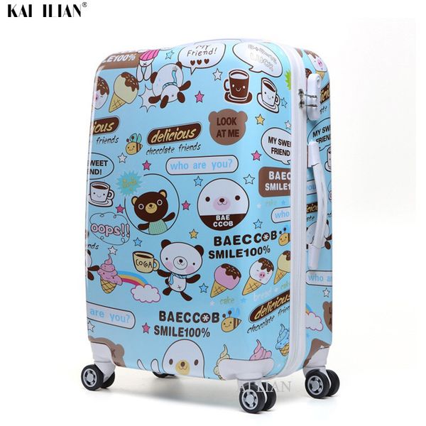 

20'' kid's cartoon rolling luggage abs+pc 26 inch big bag trolley suitcase on wheels cabin luggage student's carry on su