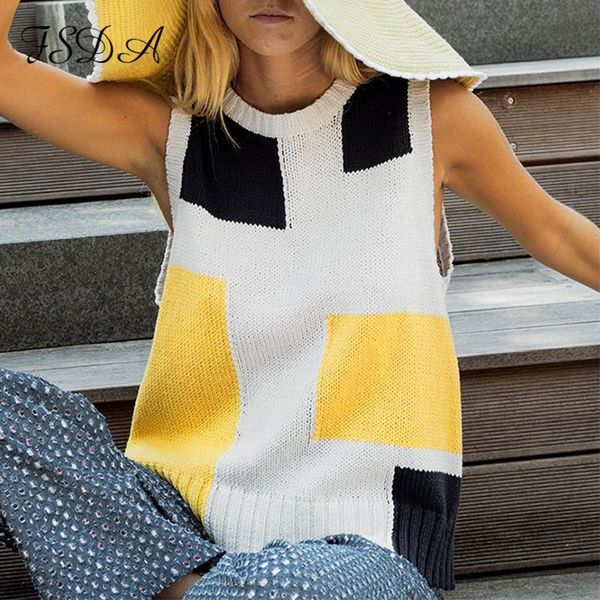 

fsda лоскутная 2020 рукавов жилет женщин o шеи мода осень зима вязаный свитер повседневный свободный пуловер крупногабаритные перемычка sqcy, White;black