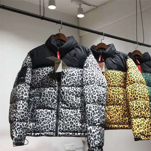 

down padded jacket european and american ins loose thickened leather cotton jacket for men and women fashion leopard clothes asain m-2xl, Black