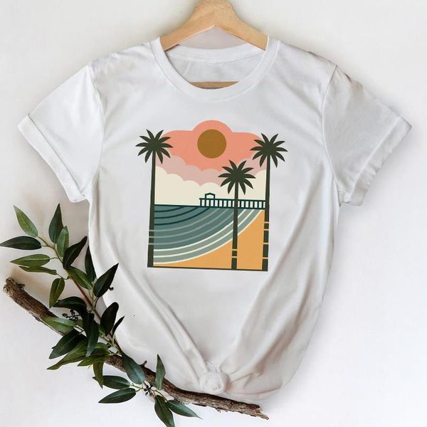 

t-shirts for women 2021 beach tree travel clothing 90s cute spring summer lady print graphic tshirt female tee t-shirt, White