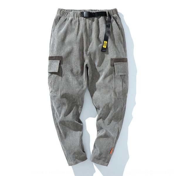 

o23kk fall new 2020 men's corduroy 8yjeg large loose capris overalls overalls casual pants casual pants2078 pants, Blue