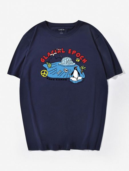 

men letter & cartoon graphic tee h0ia#, White;black