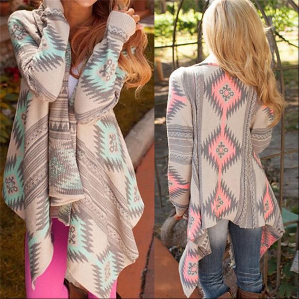 

print irregular lady warm jackets cardigan women fashion winter kimono knitted cardigan long sleeve poncho sweaters, White;black