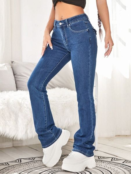 

washed flare leg jeans j9fj#, Blue