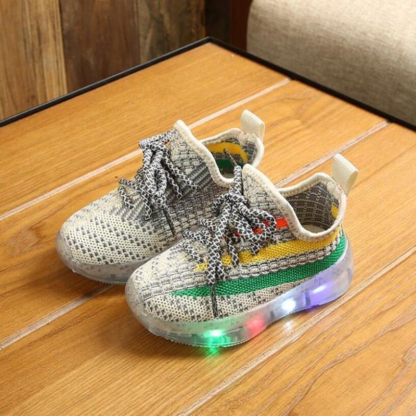 

sneakers sport shoes spring luminous fashion breathable kids boys net girls anti-slippery with light running1, Black;red