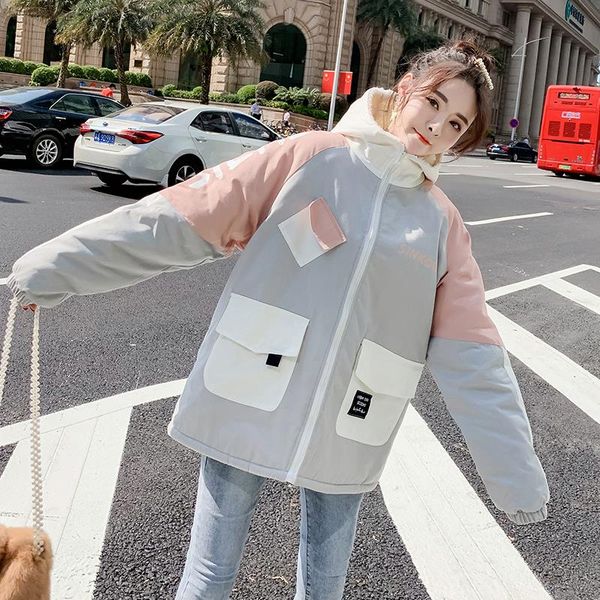 

trend 2020 plus clothing lambs hooded loose new fur jacket coat female size korean warm women's winter wool 3xl parkas wgxha, Black