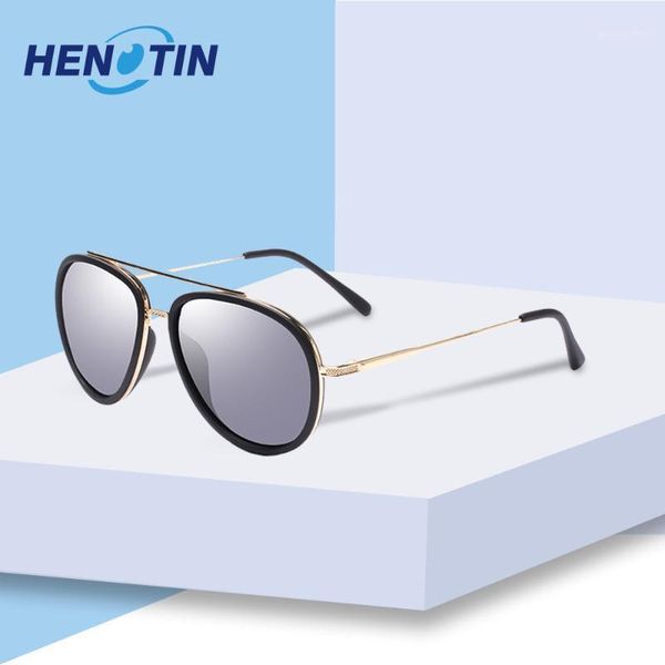 

henotin men women round vintage polarized sunglasses metal full rim double bridge shades with spring hinge polarized lenses1, White;black