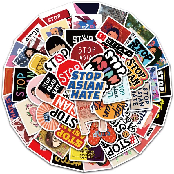 

50pcs/set poster small waterproof skateboard stickers sasian hate anti-discrimination for notebook lapbottle helmet car sticker pvc guitar d