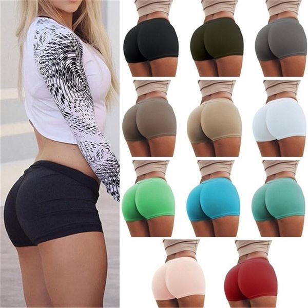 

2020 summer new shorts workout sportwear women high waist hip lifting shorts workout stretch gym bottoms boxer women femme, White;black
