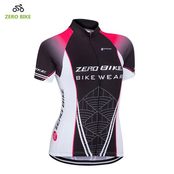 

zerobike женские короткие рукава велоспорт джерси полный zip tops рубашка quick dry дышащий mountain bike одежды, Black;red