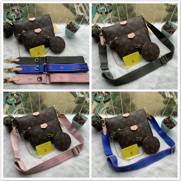 

fashion handbags multi accessoires purses women favorite mini pochette 3pcs accessories crossbody bag shoulder bags, Black