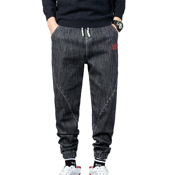 

2021 мужчины дизайн вышитые stretch эластичные джинсы плюс размер прохладный человек streetwear leg шаровары сыпучие hip hop крупногабаритны, Blue