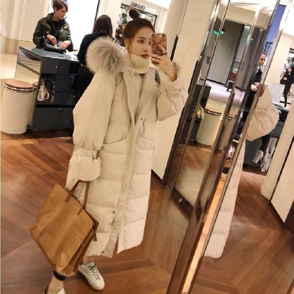 

2021 new mid-length length wide korean version wool winter big fur collar female jacket ph12, Black