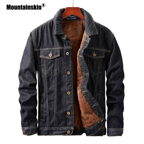 

marchwind mountainskin men's denim jacket winter thick velvet mens warm coat cowboy jean jackets male fashion windproof coats sa855, Black;brown