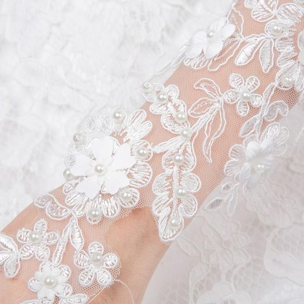 

luva de noiva white applique wedding gloves for bride ivory beaded tulle bridal gloves luvas de noiva st207 h qyltrx